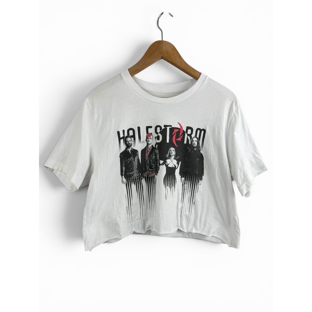 halestorm 2024 tour graphic crop tee white band tshirt unisex l